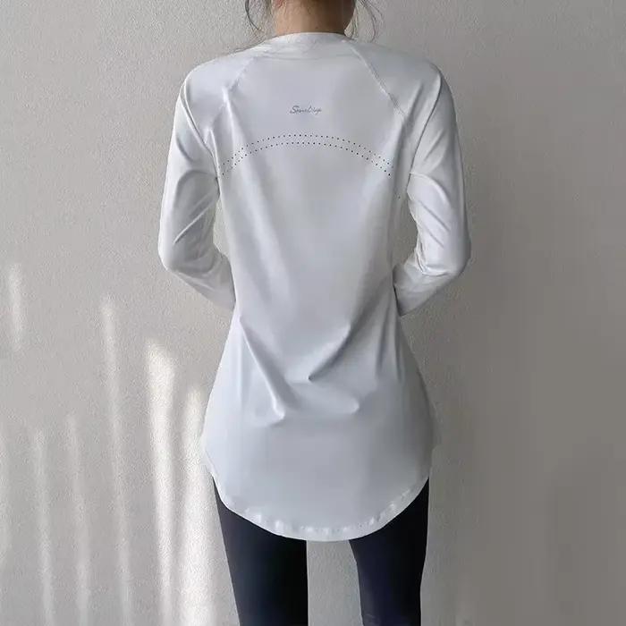 Nouvelle chemise de yoga ajustée à manches longues, vêtements de sport de course à pied d'exercice d