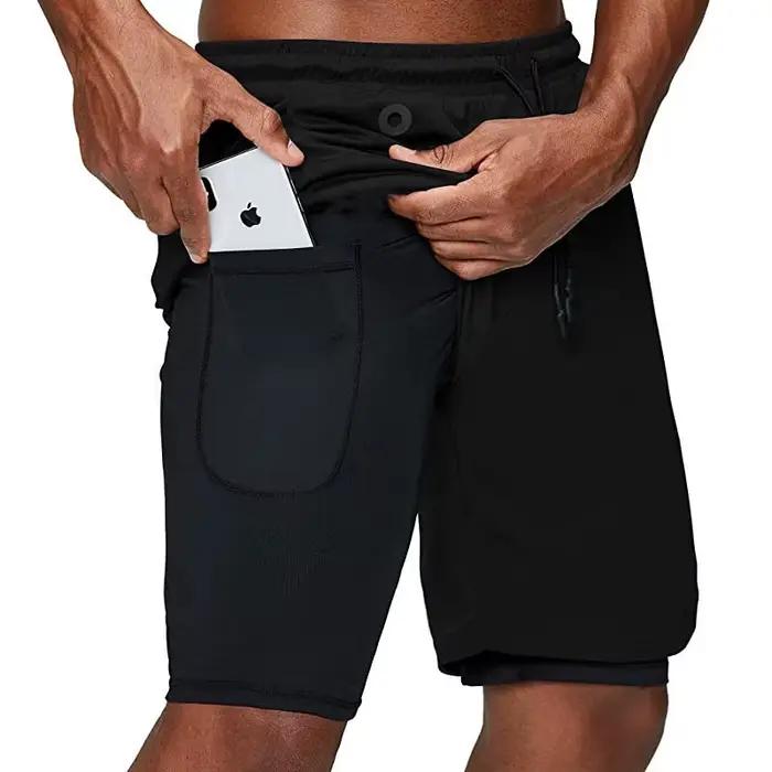 Shorts de course pour hommes 2 en 1, shorts de sport à double couche, séchage rapide, fitness, joggi