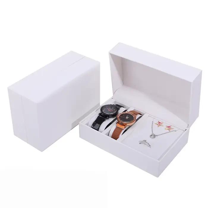 Boîte à montres en cuir PU pour femme et homme, boîte d'emballage cadeau, support de présentation de