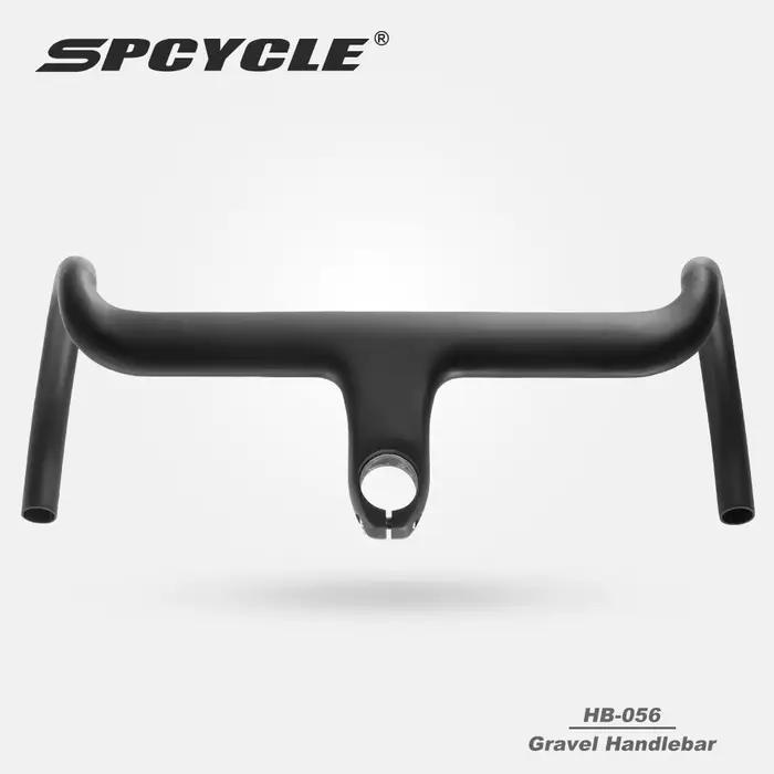 Guidon de vélo de route SPCycle Aero Carbon Gravel avec câble entièrement intégré, 28,6 mm, tige de