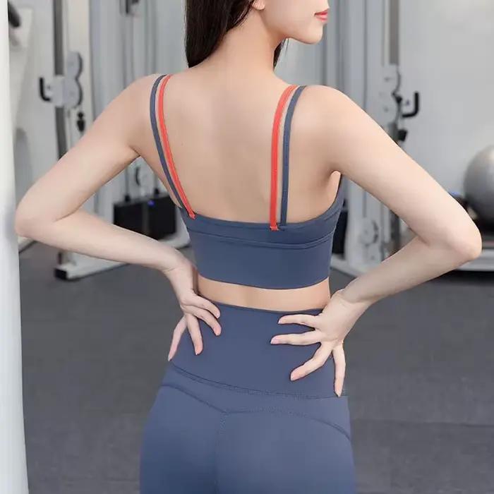 Soutien-gorge de sport de yoga pour femmes, bretelles avec design bloquant les couleurs, soutien-gor
