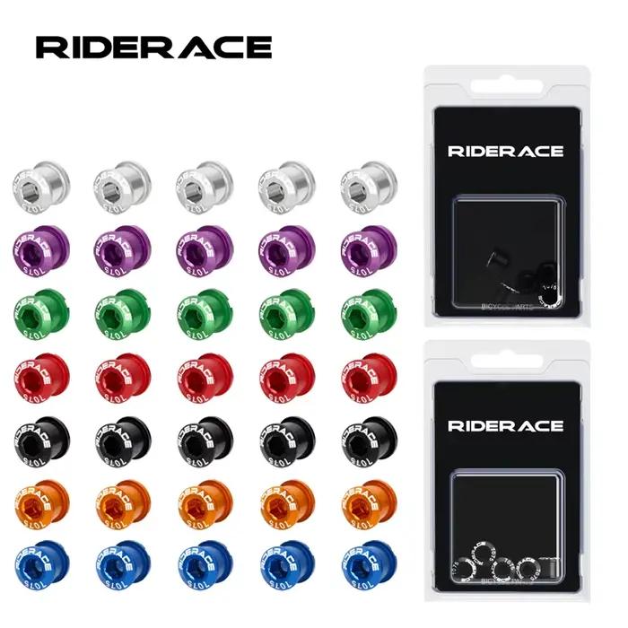 RIDERACE 5 pièces Double/simple plateau de vélo boulons CNC en alliage d'aluminium 7075 M8 6.5mm 8.5