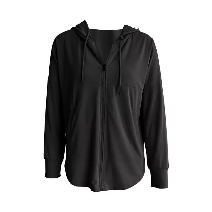 Sweat à capuche de sport avec fermeture éclair pour femme, veste de course, manteau de yoga protecte