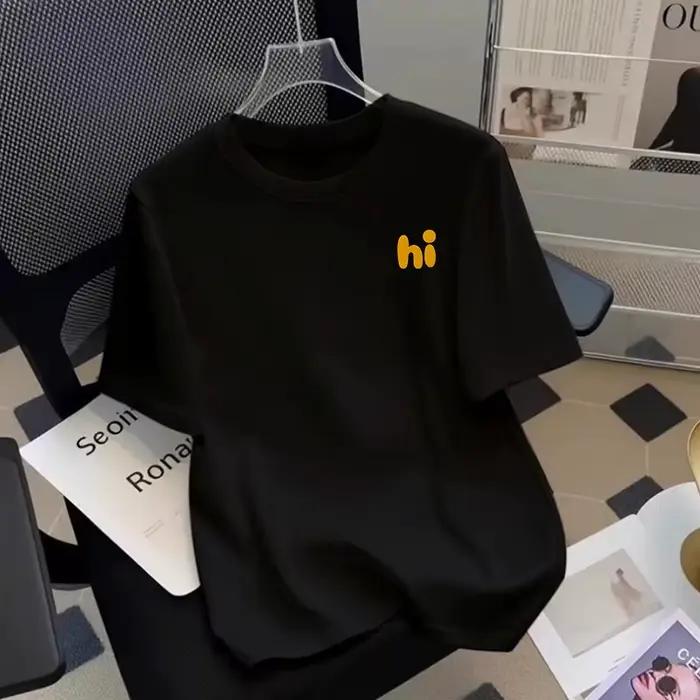 T-shirt à manches courtes en coton pur à motif de dessin animé pour hommes et femmes, personnalisé,