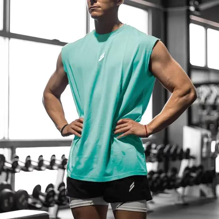 Débardeur de sport d'été pour hommes, T-shirt sans manches en maille ample et respirante, gilet à sé