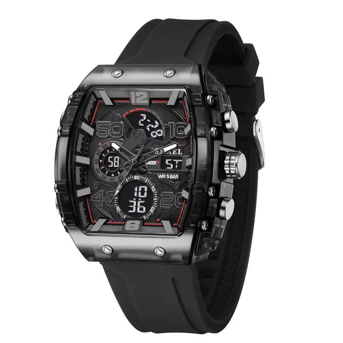SMAEL marque 8109 nouvelle montre électronique mode carré double affichage étanche lumineux multicol