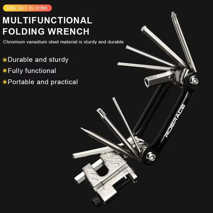 RIDERACE vélo multi outil 16 en 1 Portable séparateur de chaîne coupe CR-V acier clé hexagonale Alle
