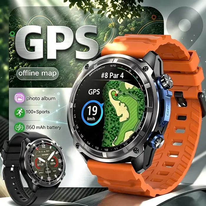 Montre connectée GPS 2026 avec carte hors ligne intégrée, étanche 3ATM, boussole militaire pour l'alpinisme en milieu sauvage, moniteur de fitness