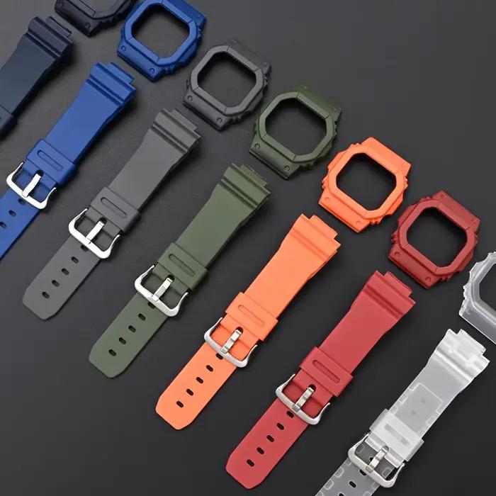 Kit de remplacement de bracelet et boîtier de protection en résine pour montres Casio G-Shock DW5600/5000 GW5600 GLX5600 GW-M5610, avec outil de pose