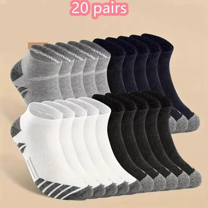 1/10/20 paires de chaussettes de course athlétiques à la cheville, en coton rembourré, respirantes, coupe basse, pour hommes et femmes