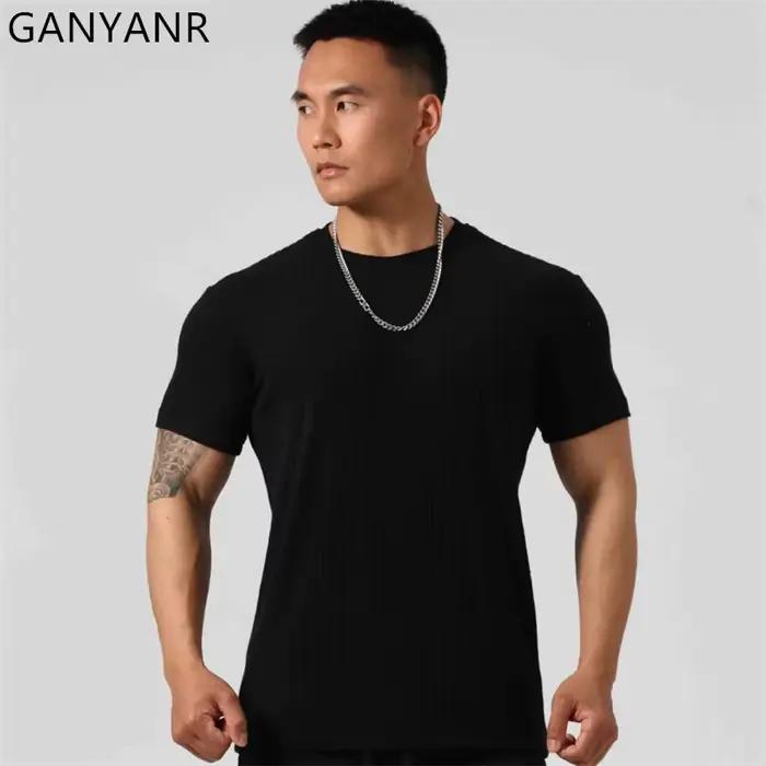 GANYANR vêtements de sport hommes course T-shirt été