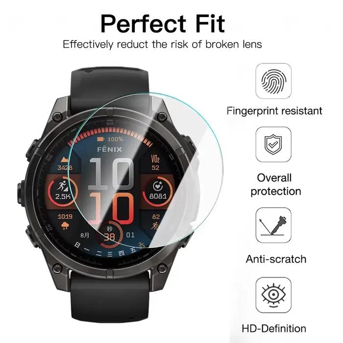 Pour Garmin Fenix 8 7 6 5 X S Pro saphir protecteur d'écran Film de protection en verre trempé