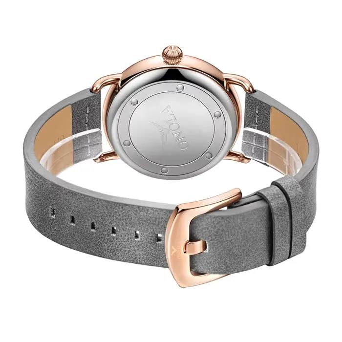 Montre décontractée hommes marque ONOLA montre-bracelet à quartz simple étanche en cuir homme