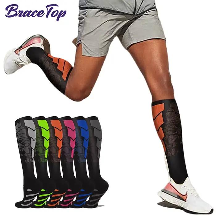 1 paire de chaussettes de compression de sport pour femmes et hommes-chaussettes de soutien des mollets pour la course à pied infirmières vol grossesse Circulation athlétique