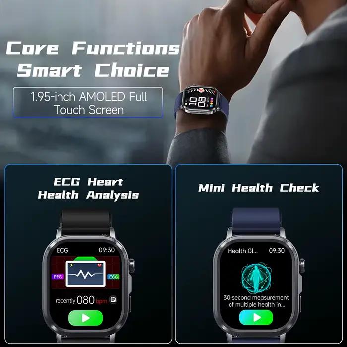 Nouvelle montre intelligente précise de la pression artérielle acide uricique ECG + PPG analyse de l'oxygène dans le sang graisse corporelle lampe de poche LED montres intelligentes 2025