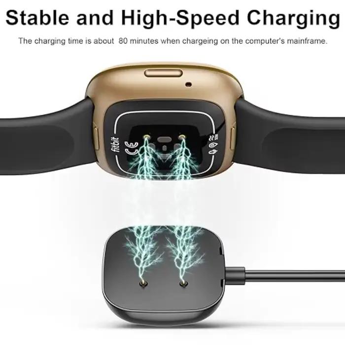 Pour Fitbit Sense/Sense 2/Versa 4/Versa 3 chargeur USB chargeur montre intelligente câble de chargement chargeur de remplacement 3.3ft