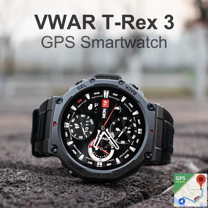 Montre intelligente GPS tactique 2025 VWAR T-Rex3 boussole altimètre