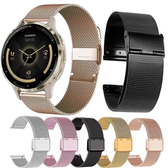 Sangle à boucle milanaise pour Garmin Venu 2 3/3S 2/2S, pour Garmin Vivoactive 3 4 5 Forerunner 745 965 158 645 255 265 245 SQ SQ2 Music