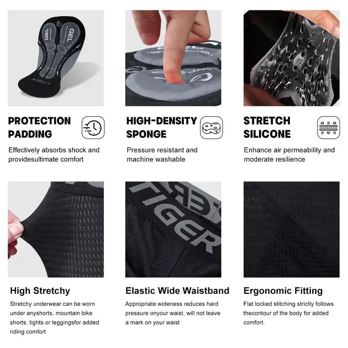 X-TIGER Shorts de Cyclisme Hommes avec Coussin 5D Gel Rembourré