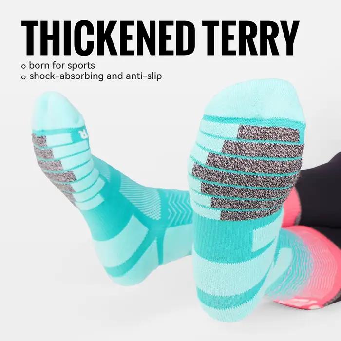 WRELS 1/2/3 chaussettes de sport athlétiques rembourrées chaussettes de course respirantes coussin rembourré évacuation de l'humidité pour la marche randonnée course à pied