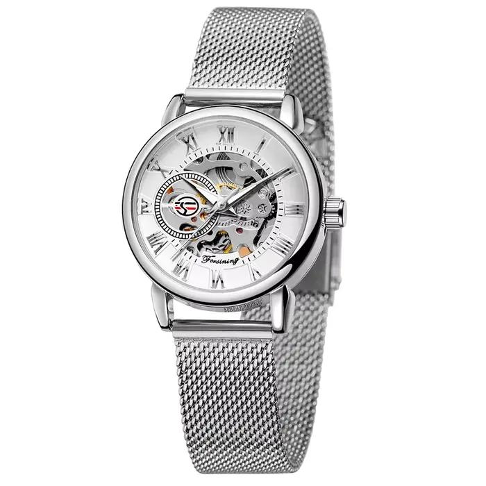 Montre Femme Forsining 2026 Luxe Squelette Argent Bracelet Étanche Mécanique Cadeau