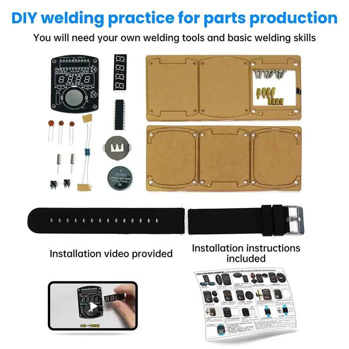 Kit de bricolage de montre électronique, affichage de Tube numérique LED, microcontrôleur, assemblage d'horloge, Circuit imprimé, fabrication de pratique de soudage créative