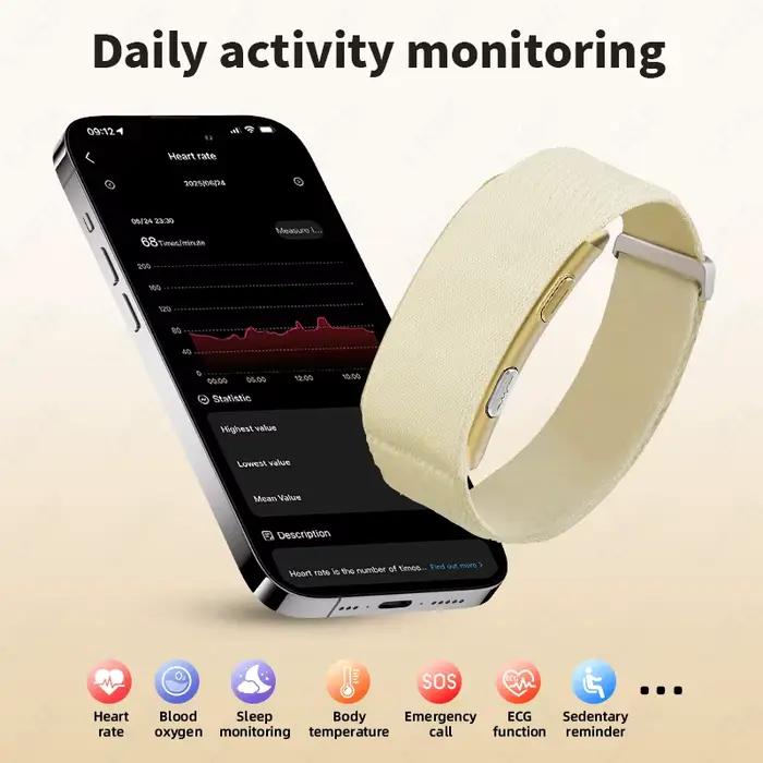 ECG PPG sans écran montre intelligente sport en plein air Fitness moniteur de fréquence cardiaque 1ATM étanche hommes Bracelet intelligent pour Andrio IOS nouveau