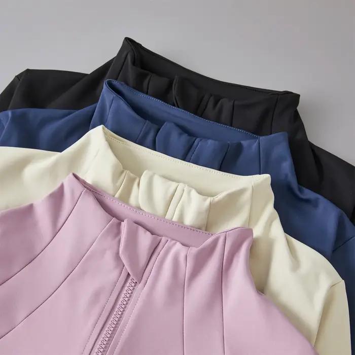 Dessus de Yoga coupe-vent fermeture éclair vestes de course femmes à manches longues