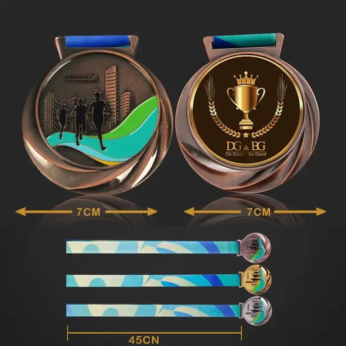 Médailles de prix du gagnant d'or de Marathon avec ruban de cou