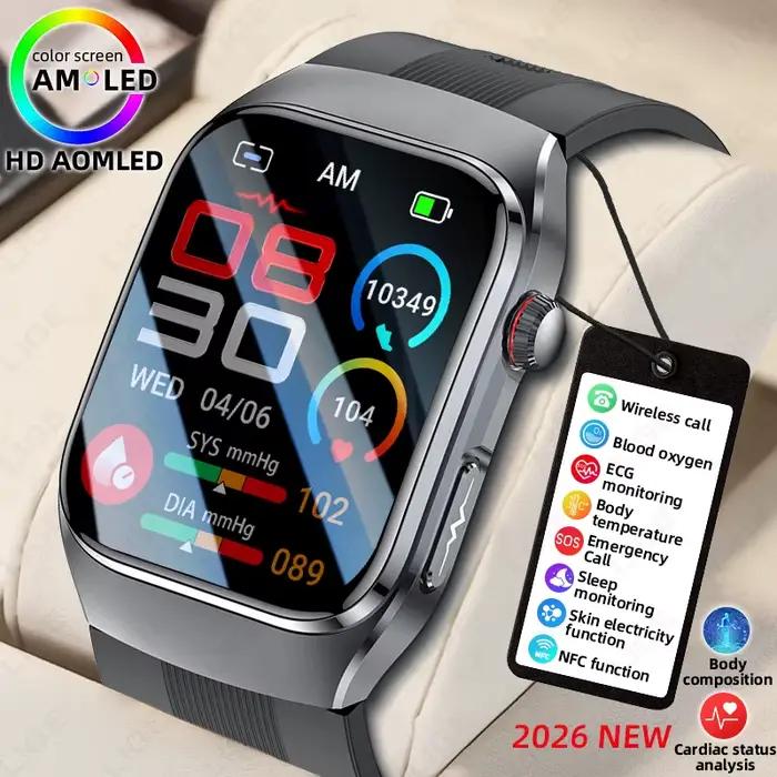 LIGE nouvelle montre intelligente ECG pompe à Air Airbag sangle SpO2 fréquence cardiaque moniteur de sommeil 1.43 "AMOLED santé Bracelet intelligent pour les Parents cadeaux