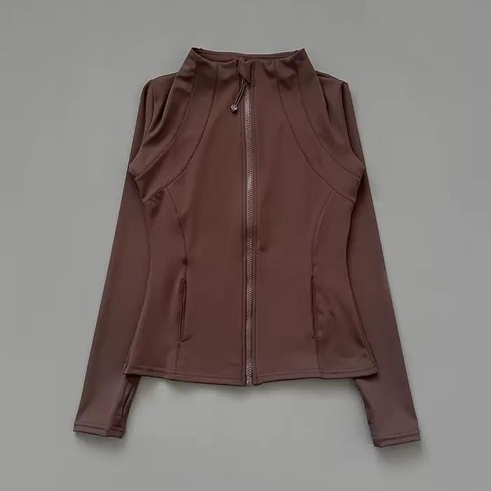 Veste de Fitness pour Femmes Col Montant Séchage Rapide Coupe Ajustée Fermeture Éclair Manches Longues Respirante Course à Pied Sport Cyclisme Occasions Spéciales