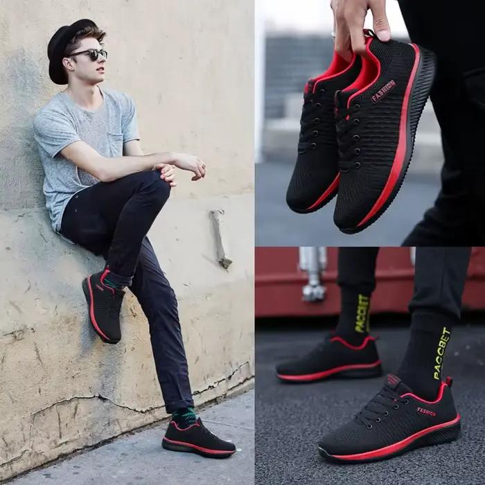 Hommes course marche tricot chaussures mode décontracté
