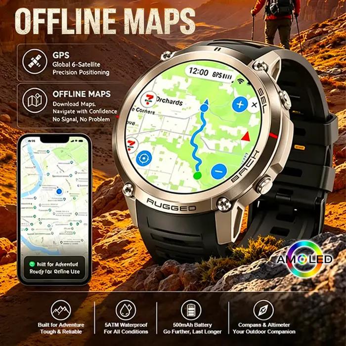 Montre connectée LIGE nouvelle génération tout-terrain avec GPS précis