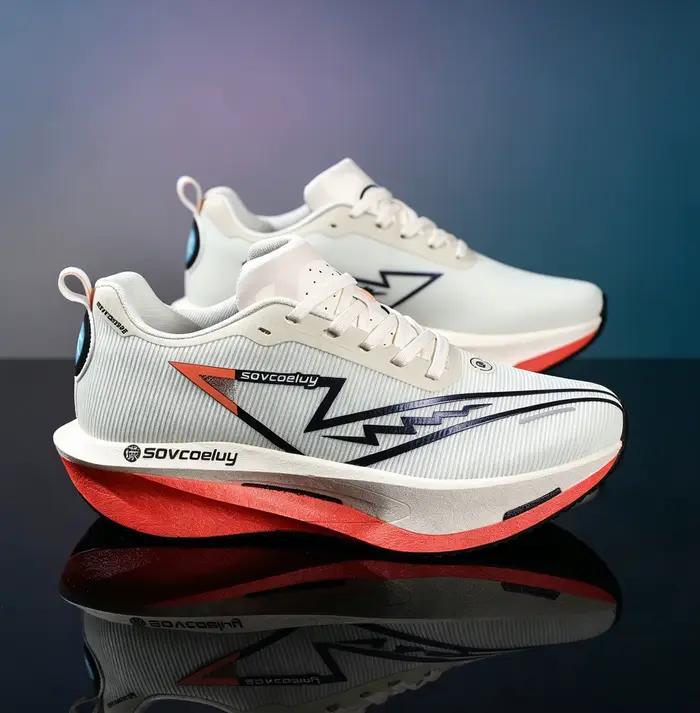 Chaussures de course avec plaque en carbone, spéciales marathon, respirantes, légères, confortables, antidérapantes, pour hommes et femmes