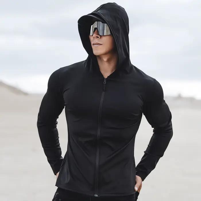 Printemps automne veste hommes Fitness vêtements de sport entraînement de gymnastique à manches longues sweat Jogging