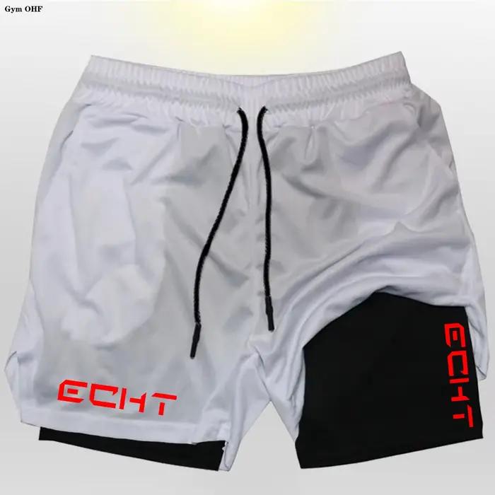 Shorts de course homme polyester double couche séchage rapide fitness gym entraînement jogging occaions sportives