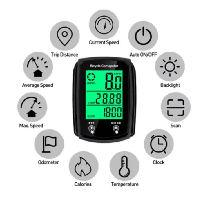 Ordinateur de vélo filaire LED compteur de vitesse de vélo numérique odomètre écran tactile ordinateur de cyclisme étanche avec rétro-éclairage