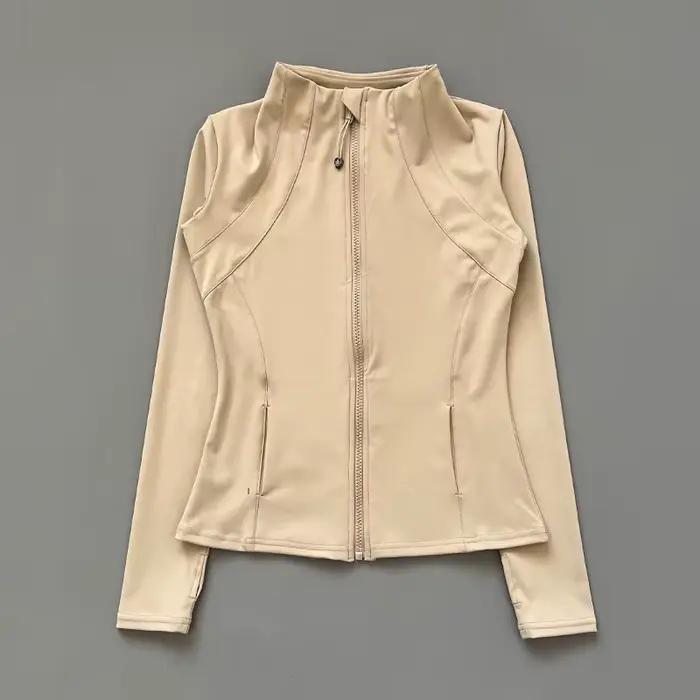 Veste de Fitness pour Femmes Col Montant Séchage Rapide Coupe Ajustée Fermeture Éclair Manches Longues Respirante Course à Pied Sport Cyclisme Occasions Spéciales