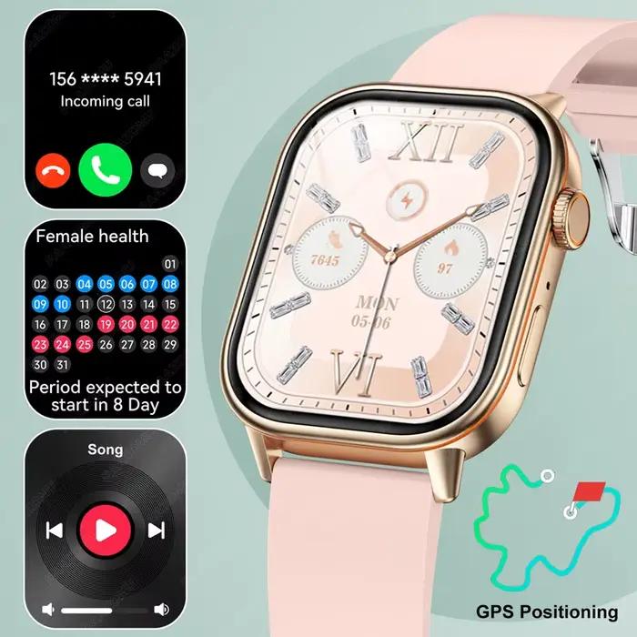 GPS montre intelligente pour femmes 2.01 pouces écran Bluetooth appel étanche montres Sport Fitness Tracker Smartwatch dame Reloj Mujer