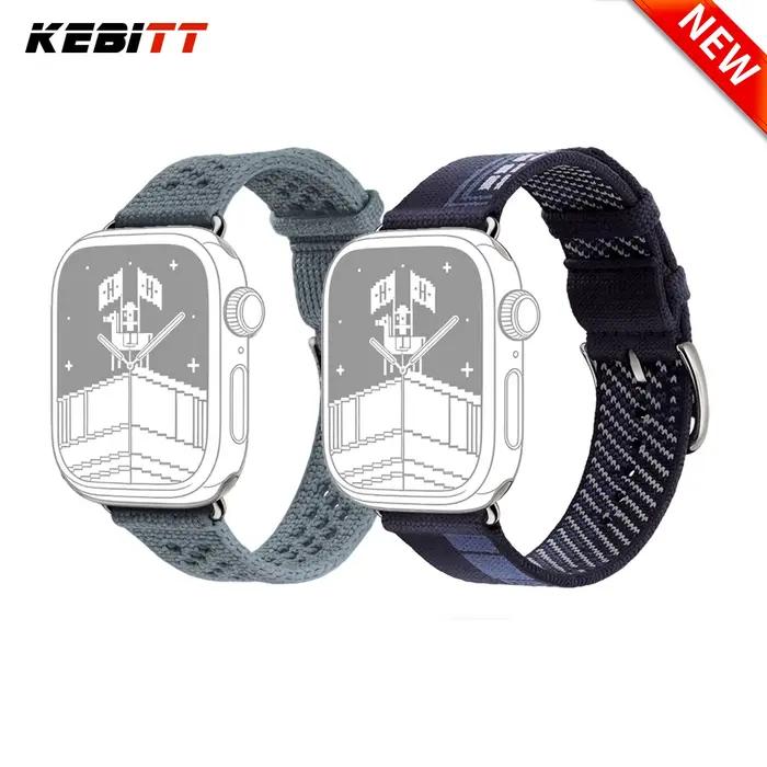 Kebitt Tricot Single Tour Bleu Jean Bracelet pour Iwatch Ultra 3 2 Apple Watch 11 10 9 8 7 6 Se 3 42mm 46mm 41 45 49MM