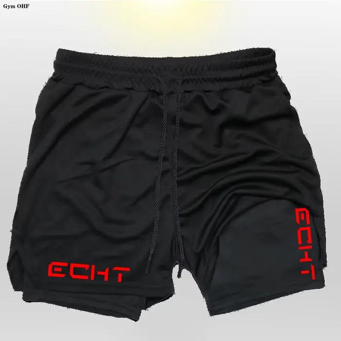 Shorts de course homme polyester double couche séchage rapide fitness gym entraînement jogging occaions sportives