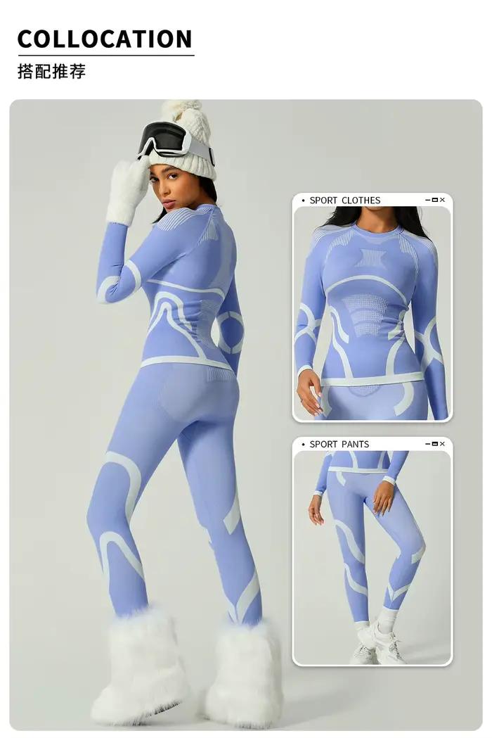 Ensemble de sous-vêtements thermiques de ski sans couture pour femme
