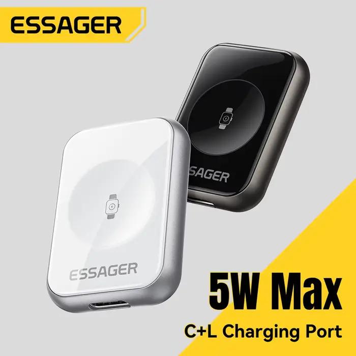 Chargeur de montre sans fil magnétique Essager pour iWatch séries S2-S11, séries SE, séries Ultra, 5W, portable, Type-C/Lightning