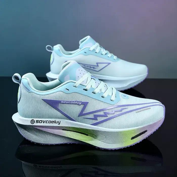 Chaussures de course avec plaque en carbone, spéciales marathon, respirantes, légères, confortables, antidérapantes, pour hommes et femmes