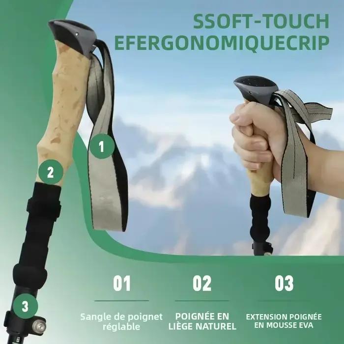 Lot de 2 bâtons de trail running pliables en aluminium légers et réglables