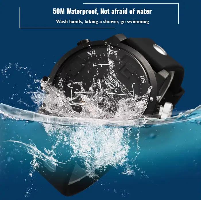 OHSEN mode montre de Sport en plein air hommes multifonction 3 Bar étanche noir militaire numérique montres horloge Relogio Masculino