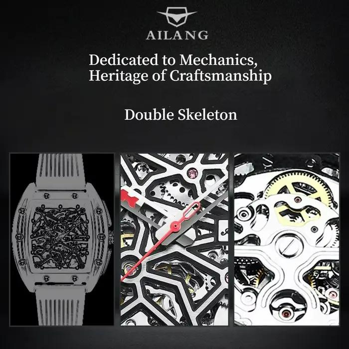 Montre mécanique automatique pour homme AILANG - Cadran squelette tonneau