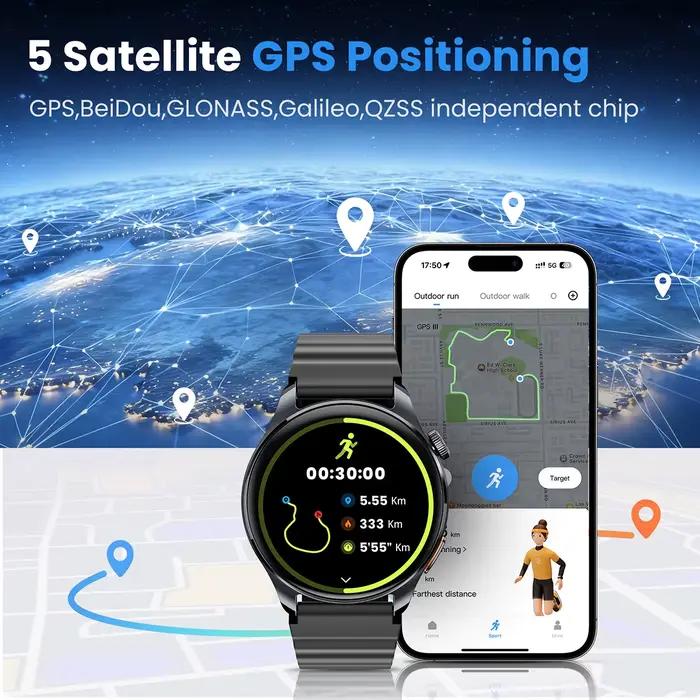 Montre connectée HAYLOU Watch 4S avec écran AMOLED 1,43 pouces, suivi GPS par 5 satellites, plus de 120 modes d'entraînement, assistant vocal intégré, pour homme et femme, sport et fitness