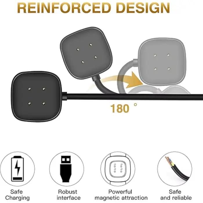 Pour Fitbit Sense/Sense 2/Versa 4/Versa 3 chargeur USB chargeur montre intelligente câble de chargement chargeur de remplacement 3.3ft