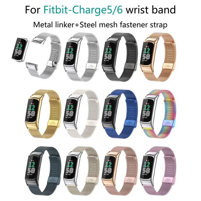 Bracelet de montre en acier inoxydable pour Fitbit Charge 5/6